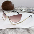 Frameless Cat-Eye Sunglasses with Diamonds for Women